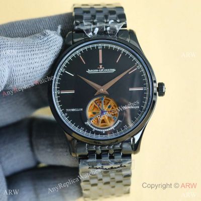 Copy Jaeger LeCoultre Master Grande Tradition Tourbillon Watches with Rose Gold sticks